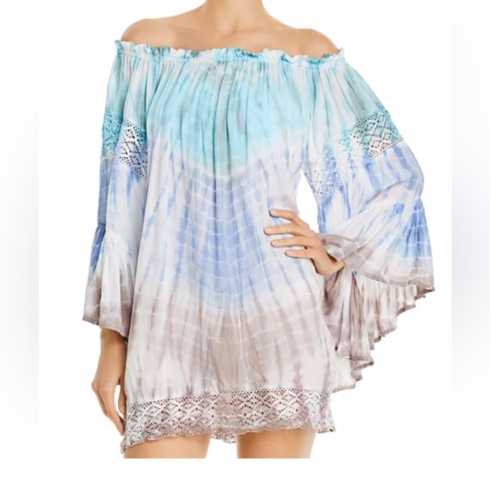 Surf Gypsy Tie-Dyed Off-the-Shoulder Dress Swim Cover-Up